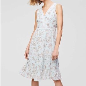 Loft Lace Floral Blue Green Seafoam Dress